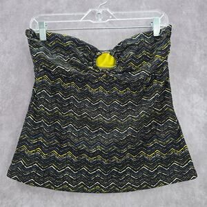 Mossimo Black Chevron Tube Padded Strapless Swimwear‎ Tankini Tank Top Medium M